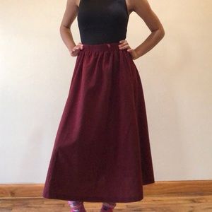 Vintage Velvet Burgundy Skirt